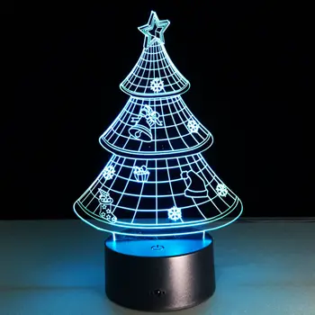  Nové Akrylových 3D Novinka Svetlo Vianočný Stromček LED Lampa 7 Farieb Zmena Nočné Svetlo Vianoce dáva dar deťom