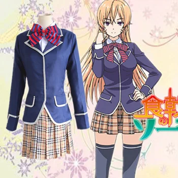  Nové Anime Shokugeki č Soma Cosplay Nakiri erina Halloween Školské Uniformy Zimné Celý Set 4in1(Kabát+Tričko+Kravatu+Sukne)