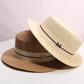  Nové Letné Žien slamený klobúk Pláži Klobúk Široký strane Ženy Bežné Panamský Klobúk Lady Klasické Ploché Bowknot Slamy Slnko Klobúk Ženy Fedora