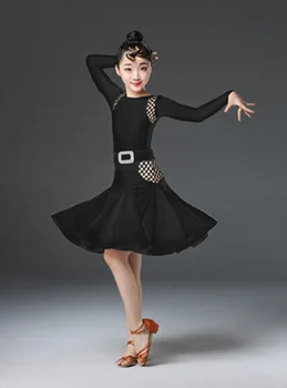  Nové čierna biela Červená latinské tanečné šaty pre dievčatá dieťa latinskej tanečnej súťaže šaty dievčatá salsa a latinskej tanečné kostýmy dievčatá