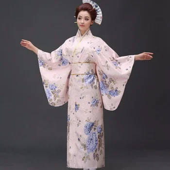  Nový Príchod Japonských Žien, Pôvodný Yukata Šaty Tradičné Kimono s Obi Výkon Tanečné Kostýmy Jedna Veľkosť