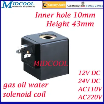  pneumatické plynu, vody, oleja elektromagnetický ventil 24V DC konektor plug DIN43650A vnútorným priemerom 10 mm vysoká 43mm