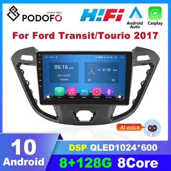  Podofo 2 Din Android autorádia Multimidia Prehrávač Pre Ford Tranzit Tourio 2017 Carplay Autoradio Video, GPS Navigácie, Audio DSP