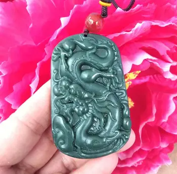  Prírodné Cyan Jadeite Green jade prívesok Šťastie, amulet - Drak