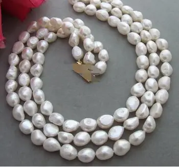  Prírodné sladkovodné perly 9-10 MM Biela Barokový rregular tvarované Perlový Náhrdelník