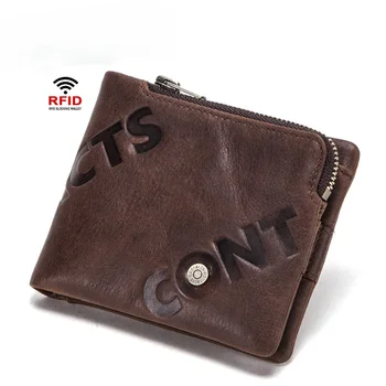  RFID anti-theft kartáčovaný cowhide pánske peňaženky módny trend peňaženky
