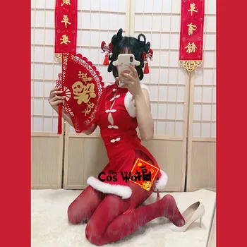  Sexy Žien Backless Čínske Červené Nový Rok Darček Klasické Chinoiserie Cheongsam Slúžka Šaty Oblečenie