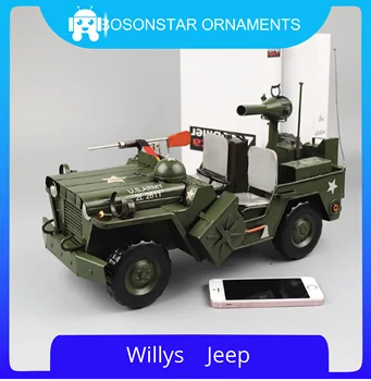  Simulácia Jeep Willys Model Kovaného Železa Nostalgické Retro Kolekcia Objektov Dekorácie, Ozdoby