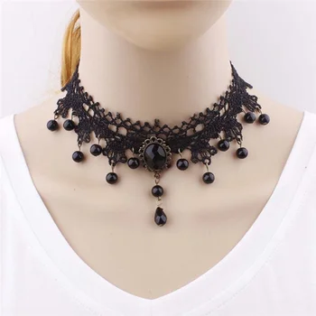  Trendy Čierna Čipka Náhrdelník Choker pre Ženy Darček Veľkoobchod Jednoduché Šperky