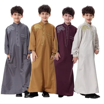  Turecký Moslimské Deti Abaya Jubba Thobe Kimono Chlapec Thobe Thawb Kaftane pre Deti Islamské Oblečenie Dlhé Šaty Šaty Arabskom Dubaji