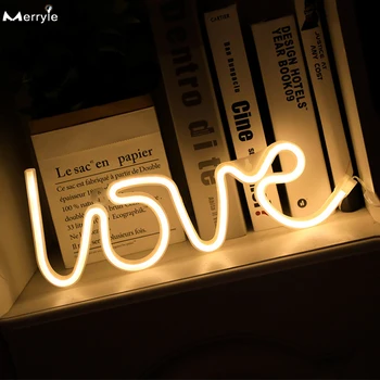  Tvorivá LÁSKA Tvar LED Neon Svetla Batérie Prihlásiť Lampa pre Dovolenku Valentines Day Svadobné Spálne Dekorácie Stola Čítanie