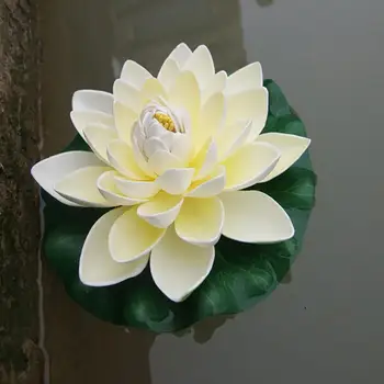  Umelé Lotosový Kvet Falošné Plávajúce Lily Vody v záhradnom Jazierku Ryby Nádrž Dekor Listy, kvety, Vodu, rybníky lotus