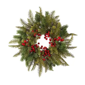  Vianočné Borovice Leaf Bobule Veniec Umelý Rastlín Veniec Na Dverách Visí Ozdoby Vianočné Dekorácie Okna Stenu Prívesok