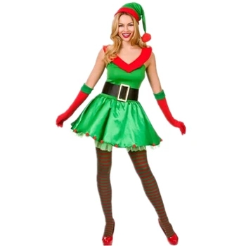  VIANOČNÉ Šaty Žien Vianočný Kostým Pre Dospelých Vianoce, zelená elf Kostým Santa Claus Šaty