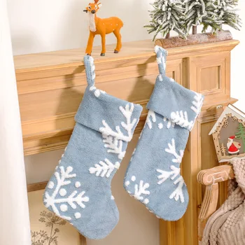  Vianočný Strom Decor Dodávky Modrý Plyšový Žakárové Vianočné Ponožky snehové Vločky, Vianoce, Nový Rok Party Sviatok vianočný darček