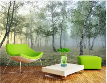  WDBH vlastné nástenné 3d foto tapety Zelený les hustá hmla 3D krajiny domova 3d nástenné maľby, tapety pre obývacia izba