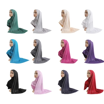  Ženy Amira Vytiahnuť Na Hidžáb Šatkou Zábal Modlite sa Hidžáb s Drahokamu Moslimská Šatka Islamskej Šatky Klobúk Armia Klobúk Bavlna pokrývku hlavy